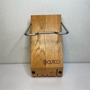 CUTCO 5 Slot Knife Block Space Saver Oak Wooden with Stand